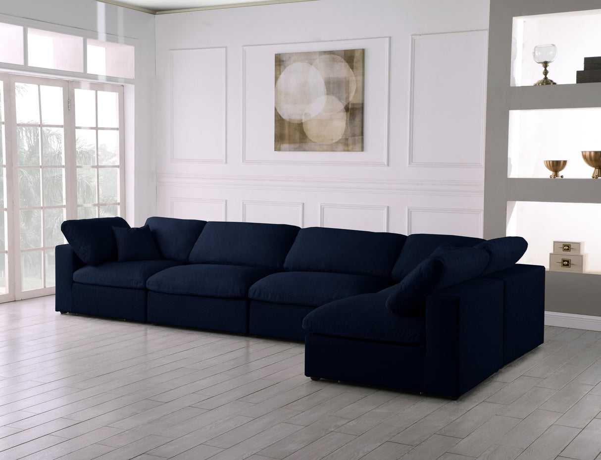 Serene Navy Linen Fabric Deluxe Cloud Modular Sectional - galleria furniture outlet