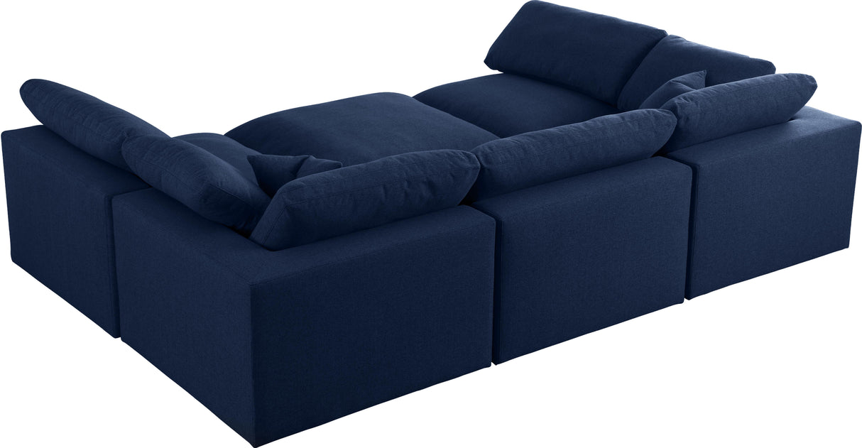 Serene Navy Linen Fabric Deluxe Cloud Modular Sectional - galleria furniture outlet