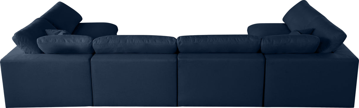 Serene Navy Linen Fabric Deluxe Cloud Modular Sectional - galleria furniture outlet
