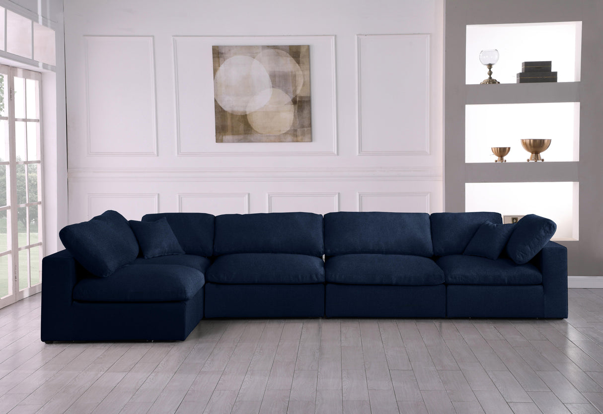 Serene Navy Linen Fabric Deluxe Cloud Modular Sectional - galleria furniture outlet