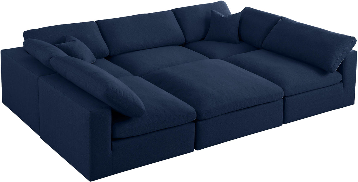 Serene Navy Linen Fabric Deluxe Cloud Modular Sectional - galleria furniture outlet