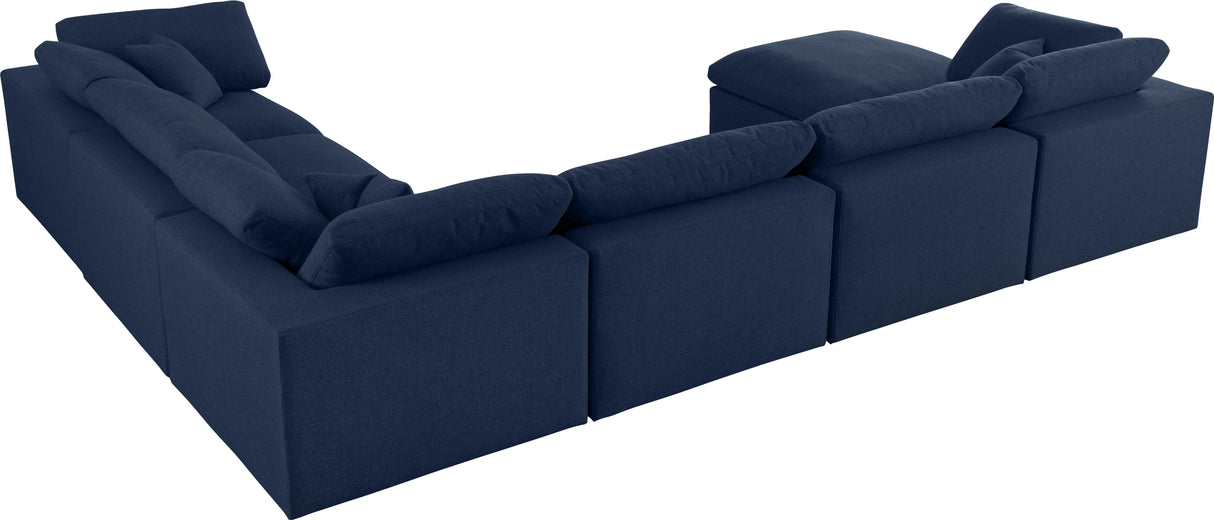 Serene Navy Linen Fabric Deluxe Cloud Modular Sectional - galleria furniture outlet