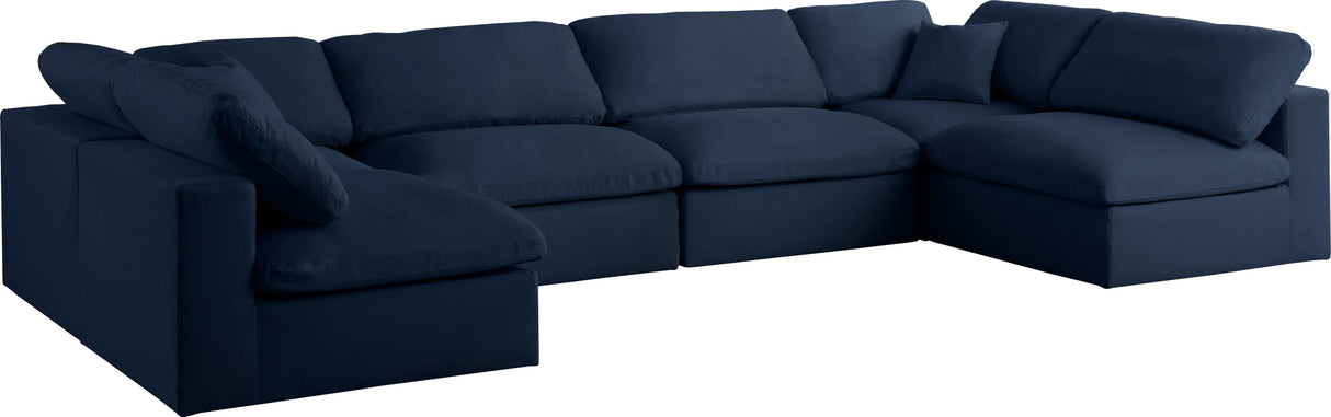Serene Navy Linen Fabric Deluxe Cloud Modular Sectional - galleria furniture outlet