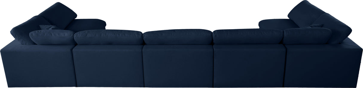 Serene Navy Linen Fabric Deluxe Cloud Modular Sectional - galleria furniture outlet