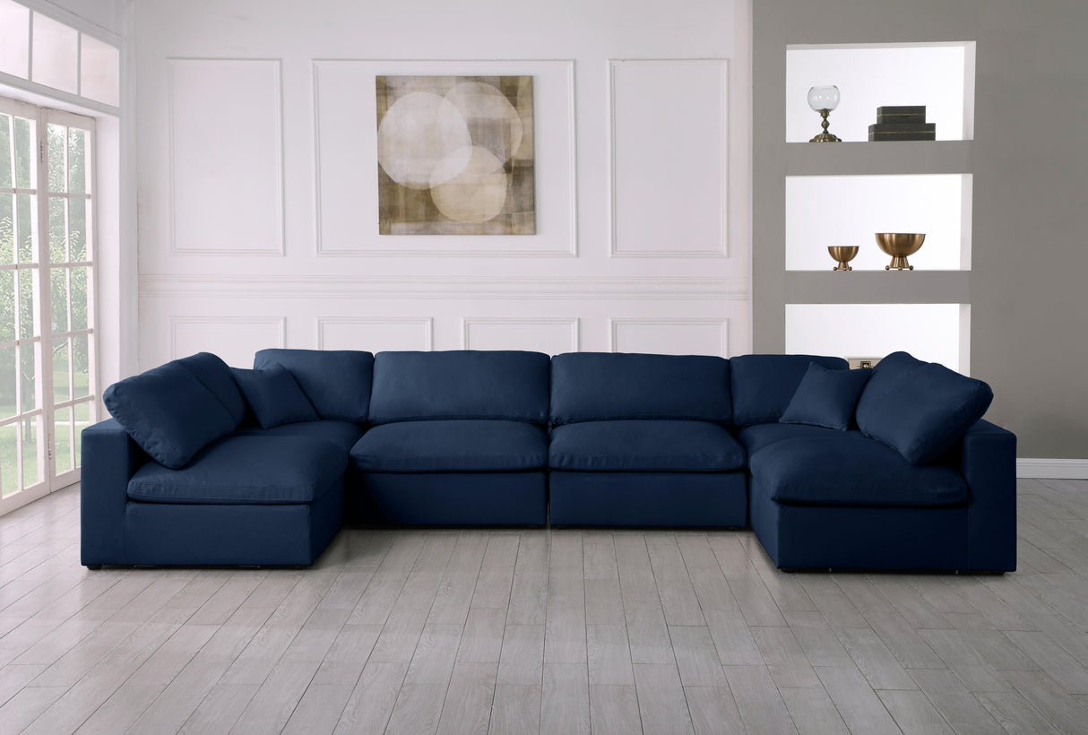 Serene Navy Linen Fabric Deluxe Cloud Modular Sectional - galleria furniture outlet