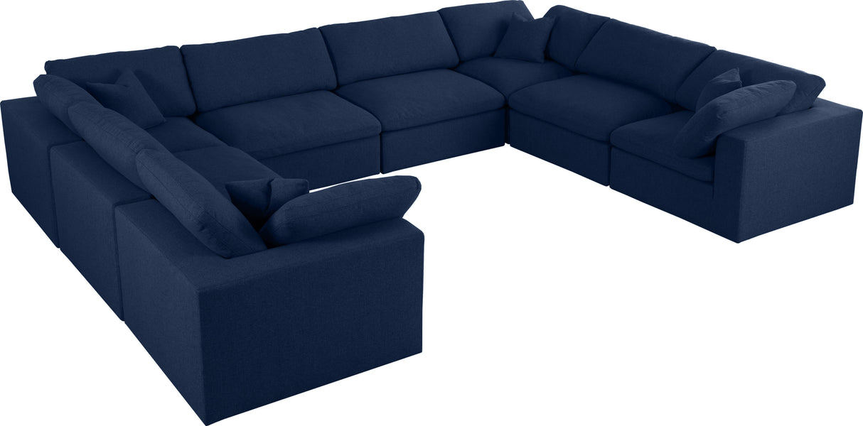 Serene Navy Linen Fabric Deluxe Cloud Modular Sectional - galleria furniture outlet
