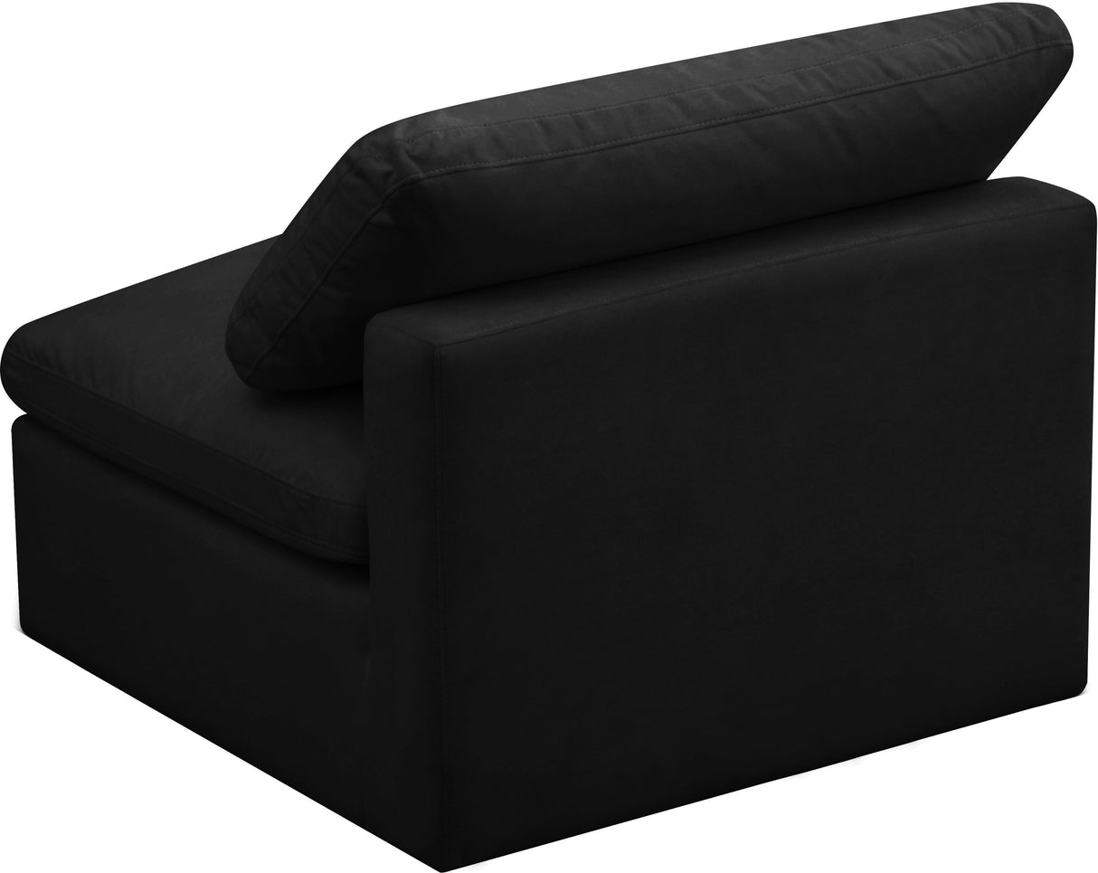 Plush Black Velvet Standard Cloud Modular Armless Chair - galleria furniture outlet