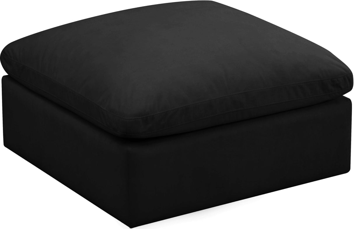 Plush Black Velvet Standard Cloud Modular Ottoman - galleria furniture outlet