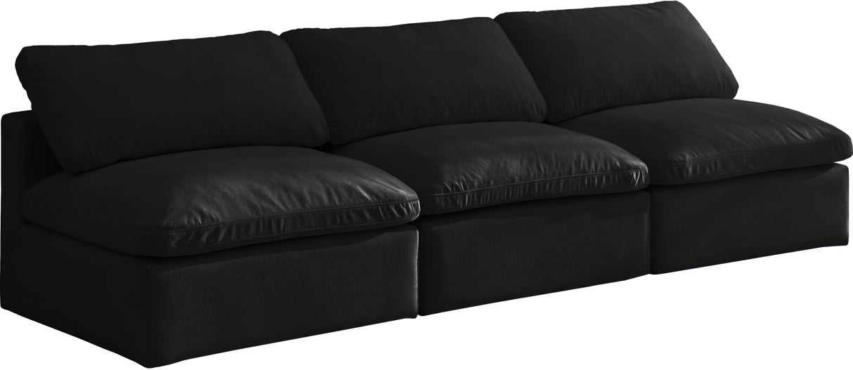 Plush Black Velvet Standard Cloud Modular Sofa - galleria furniture outlet