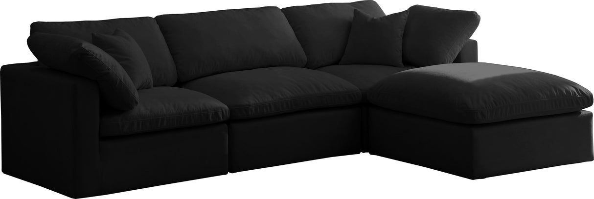 Plush Black Velvet Standard Cloud Modular Sectional - galleria furniture outlet