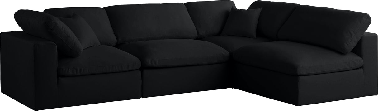 Plush Black Velvet Standard Cloud Modular Sectional - galleria furniture outlet