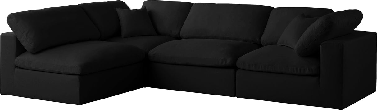 Plush Black Velvet Standard Cloud Modular Sectional - galleria furniture outlet