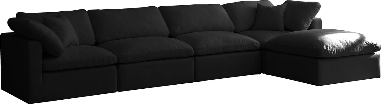 Plush Black Velvet Standard Cloud Modular Sectional - galleria furniture outlet
