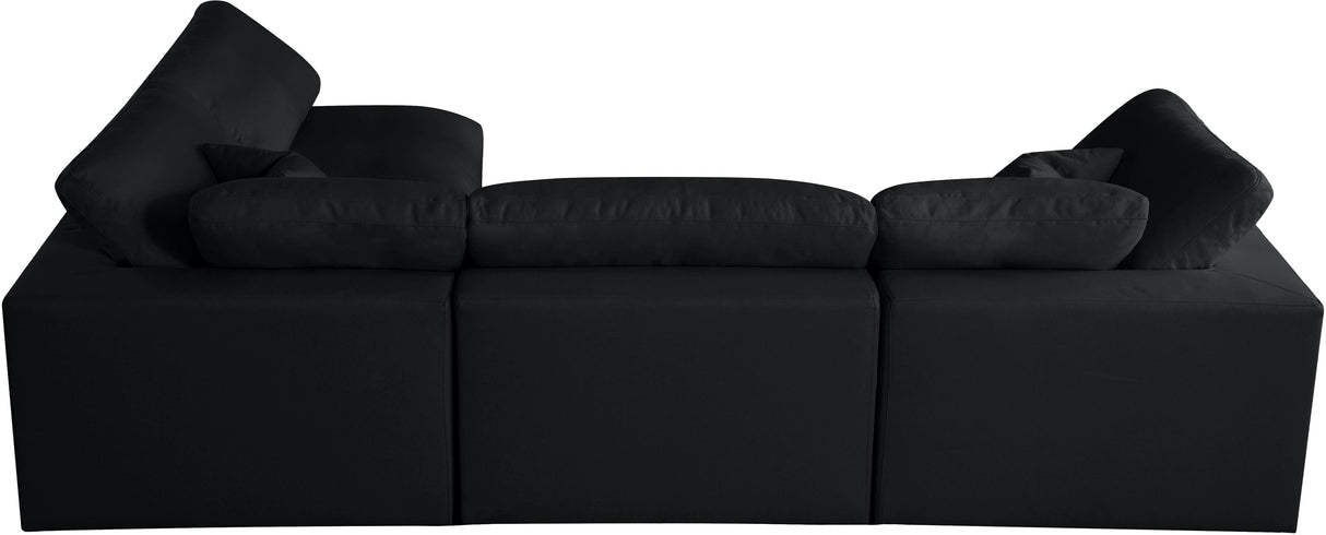Plush Black Velvet Standard Cloud Modular Sectional - galleria furniture outlet