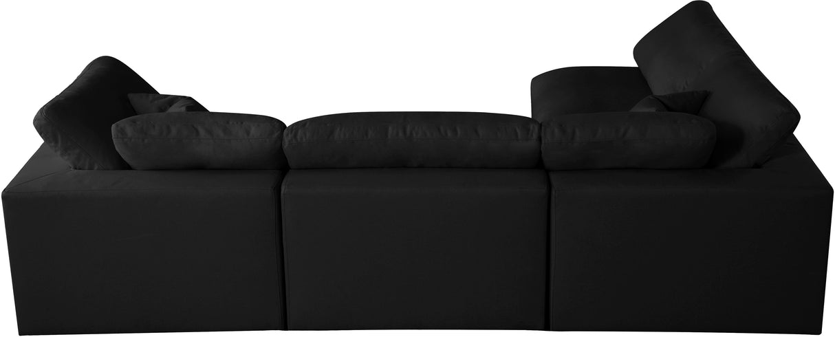 Plush Black Velvet Standard Cloud Modular Sectional - galleria furniture outlet