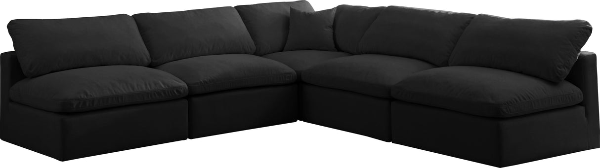 Plush Black Velvet Standard Cloud Modular Sectional - galleria furniture outlet