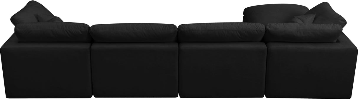 Plush Black Velvet Standard Cloud Modular Sectional - galleria furniture outlet