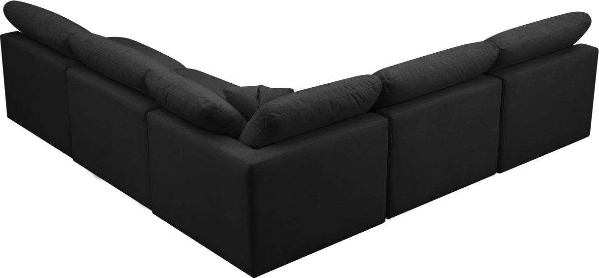 Plush Black Velvet Standard Cloud Modular Sectional - galleria furniture outlet