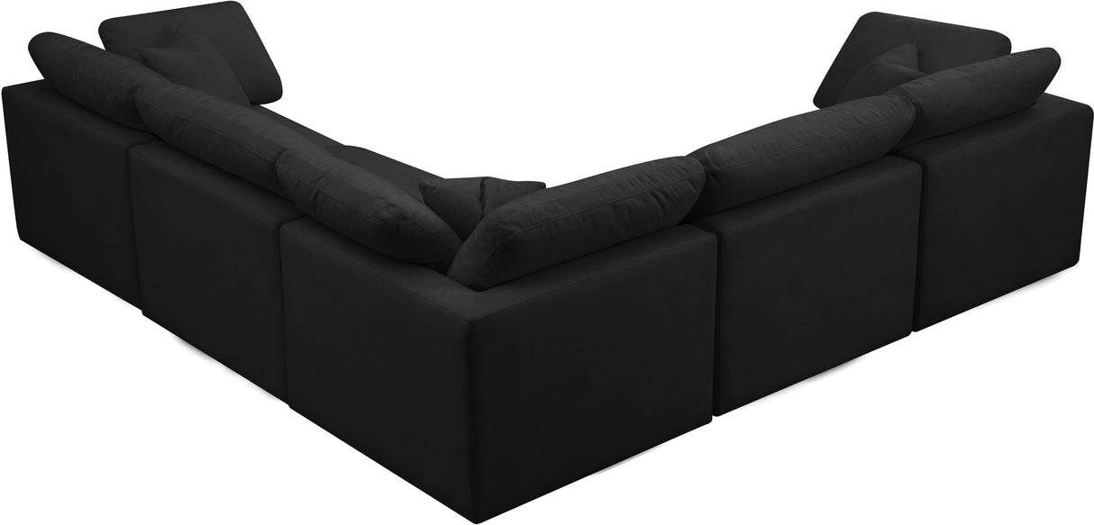 Plush Black Velvet Standard Cloud Modular Sectional - galleria furniture outlet