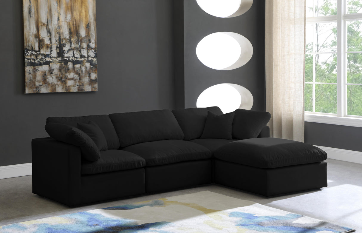 Plush Black Velvet Standard Cloud Modular Sectional - galleria furniture outlet