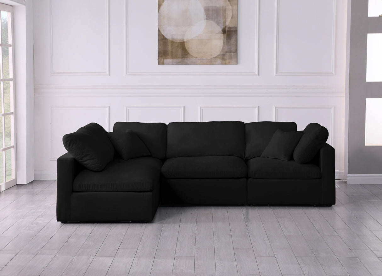Plush Black Velvet Standard Cloud Modular Sectional - galleria furniture outlet