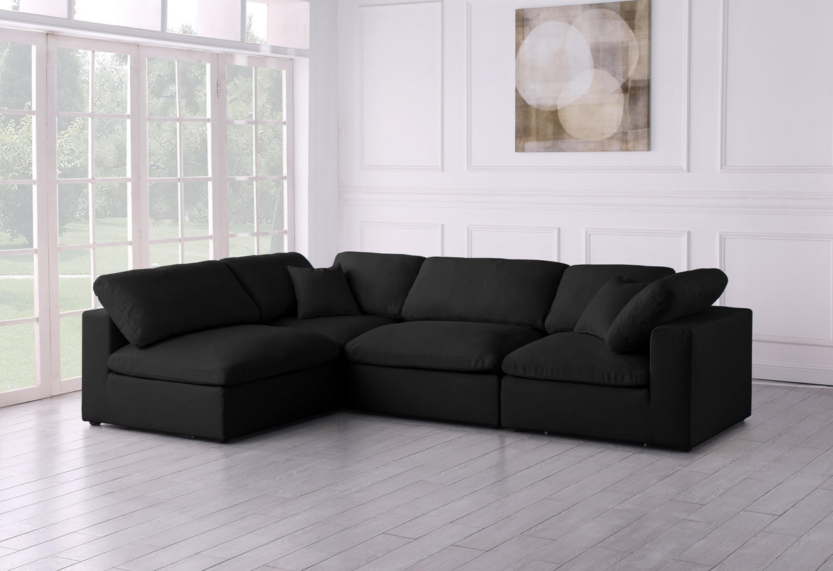 Plush Black Velvet Standard Cloud Modular Sectional - galleria furniture outlet