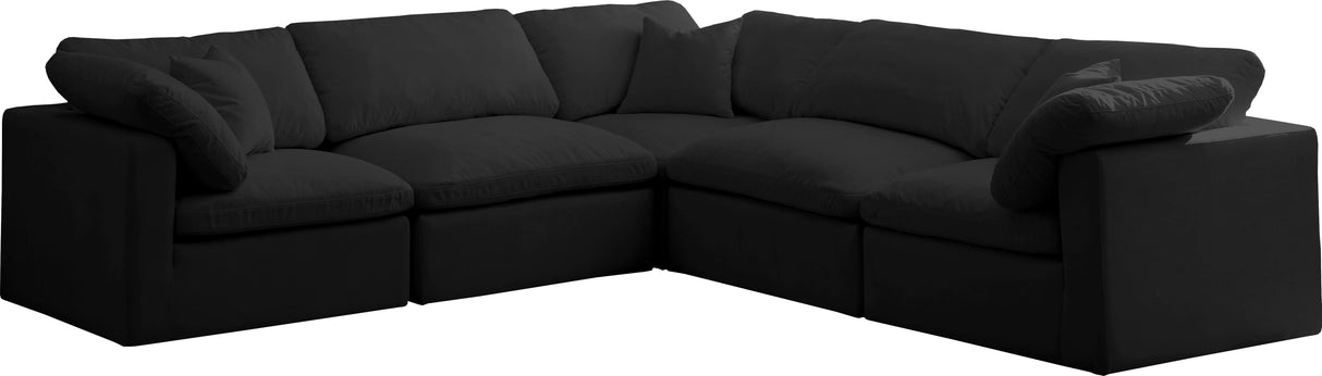 Plush Black Velvet Standard Cloud Modular Sectional - galleria furniture outlet