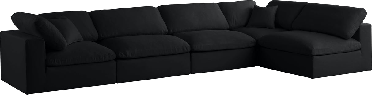 Plush Black Velvet Standard Cloud Modular Sectional - galleria furniture outlet
