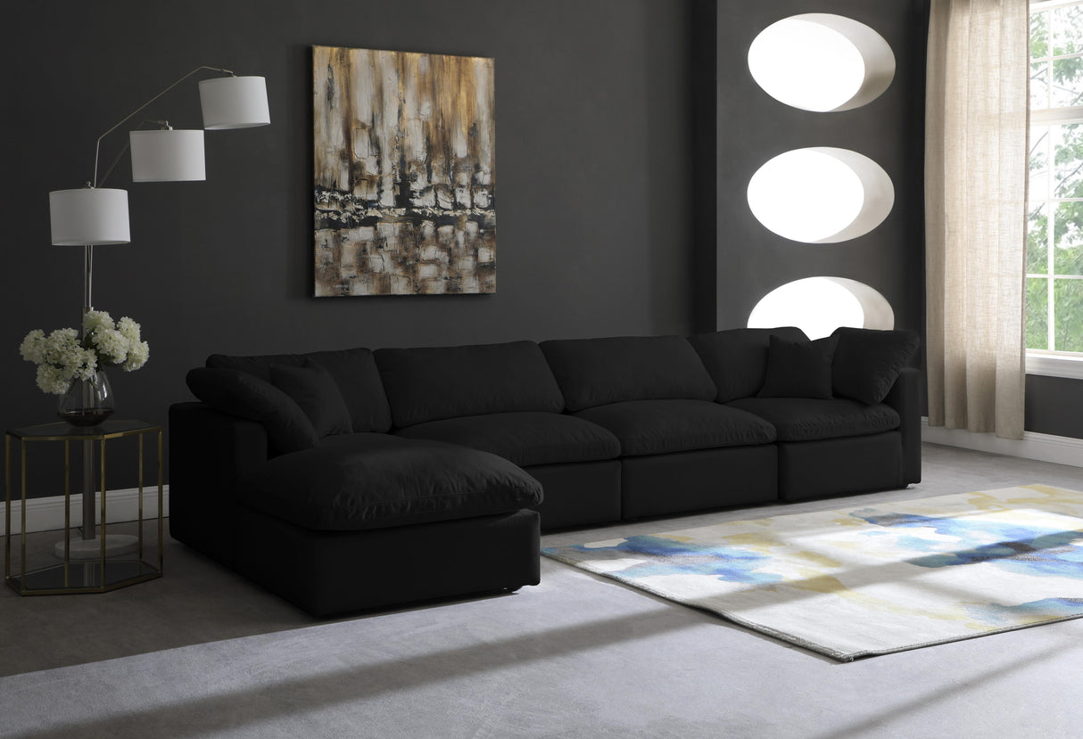 Plush Black Velvet Standard Cloud Modular Sectional - galleria furniture outlet