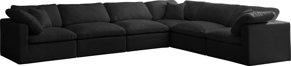 Plush Black Velvet Standard Cloud Modular Sectional - galleria furniture outlet