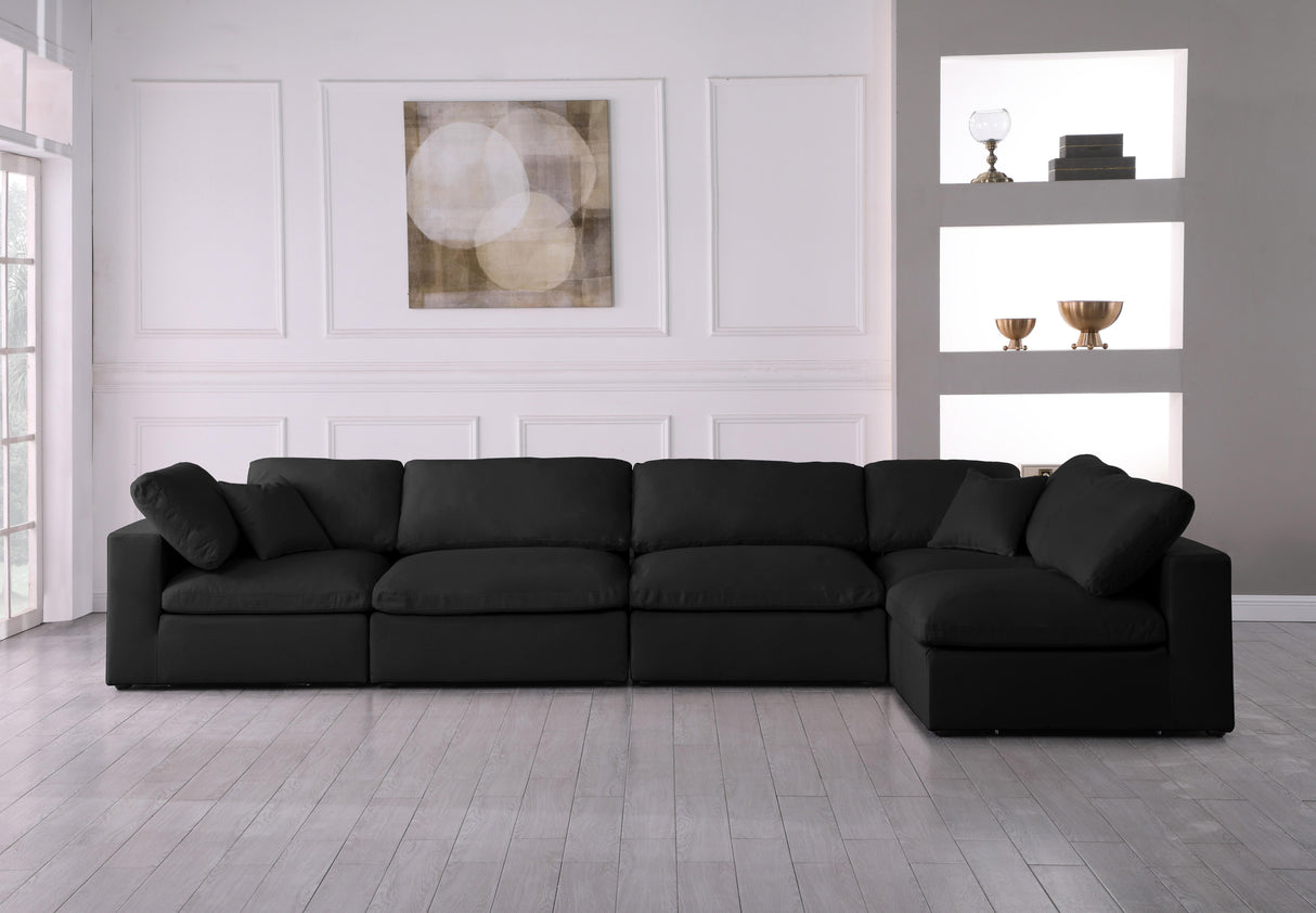 Plush Black Velvet Standard Cloud Modular Sectional - galleria furniture outlet