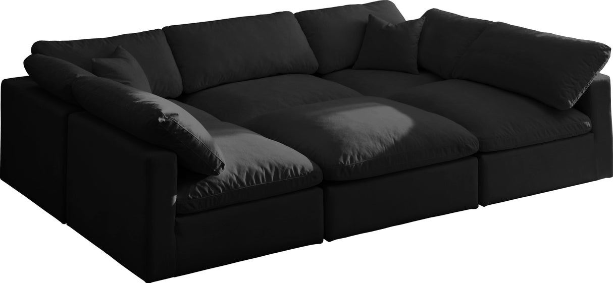 Plush Black Velvet Standard Cloud Modular Sectional - galleria furniture outlet