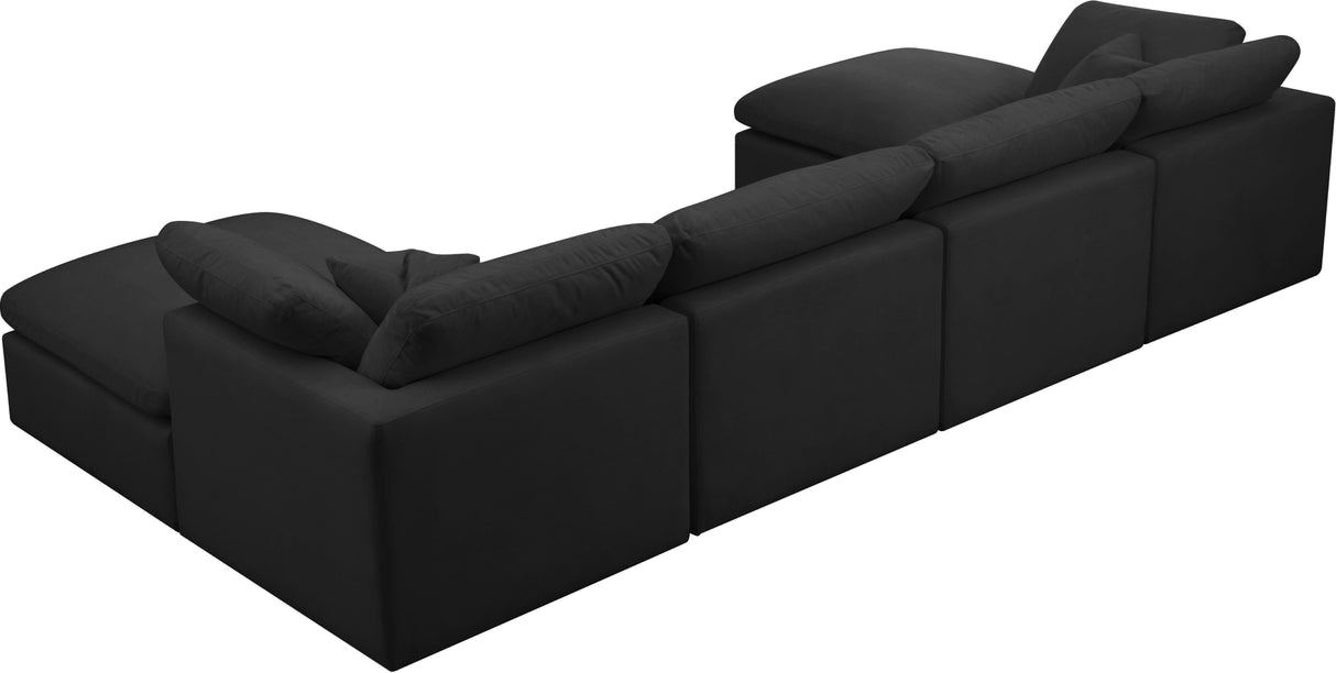 Plush Black Velvet Standard Cloud Modular Sectional - galleria furniture outlet