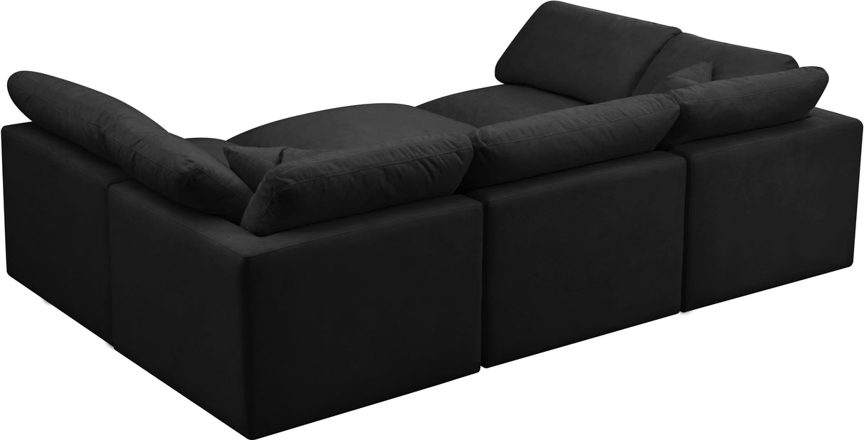 Plush Black Velvet Standard Cloud Modular Sectional - galleria furniture outlet
