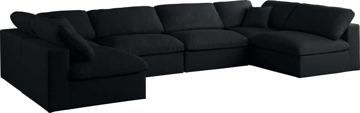 Plush Black Velvet Standard Cloud Modular Sectional - galleria furniture outlet