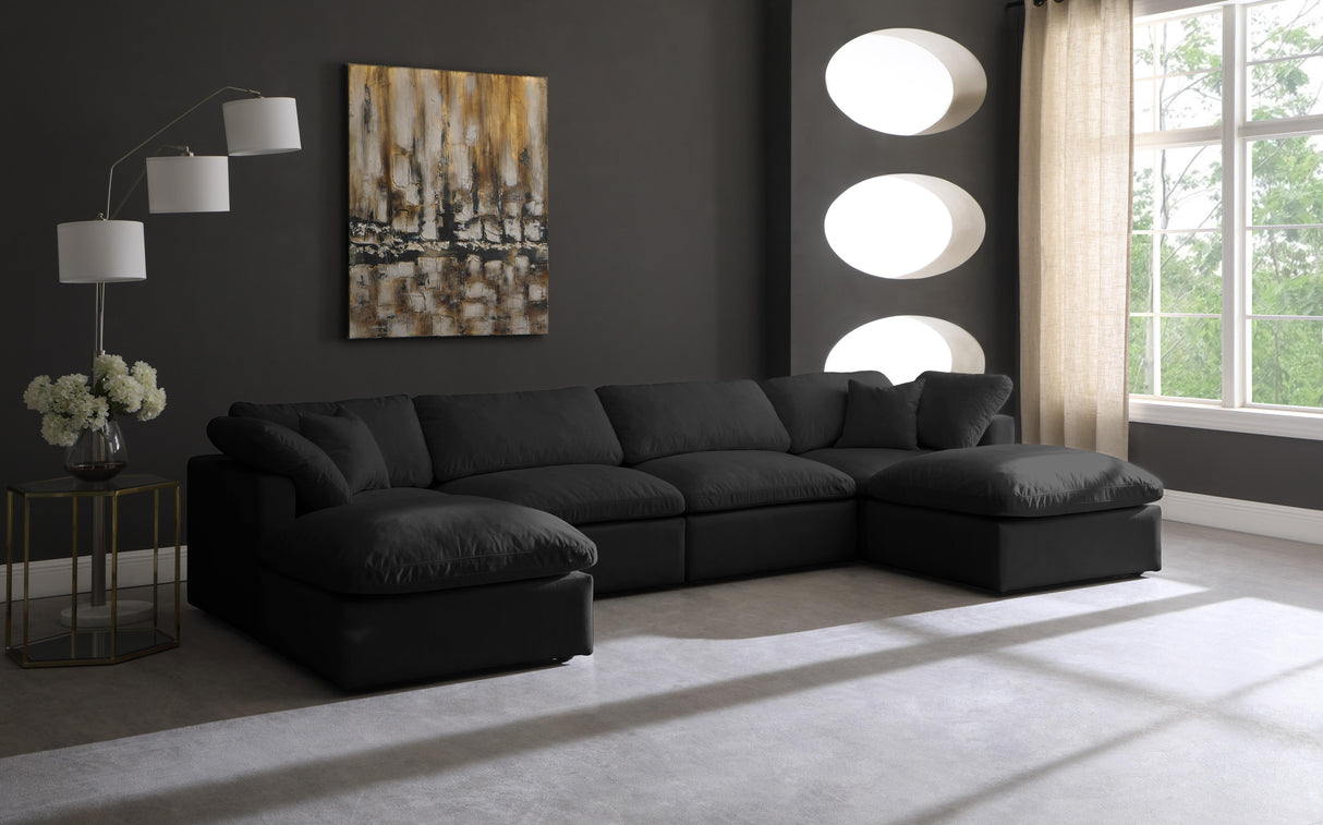 Plush Black Velvet Standard Cloud Modular Sectional - galleria furniture outlet