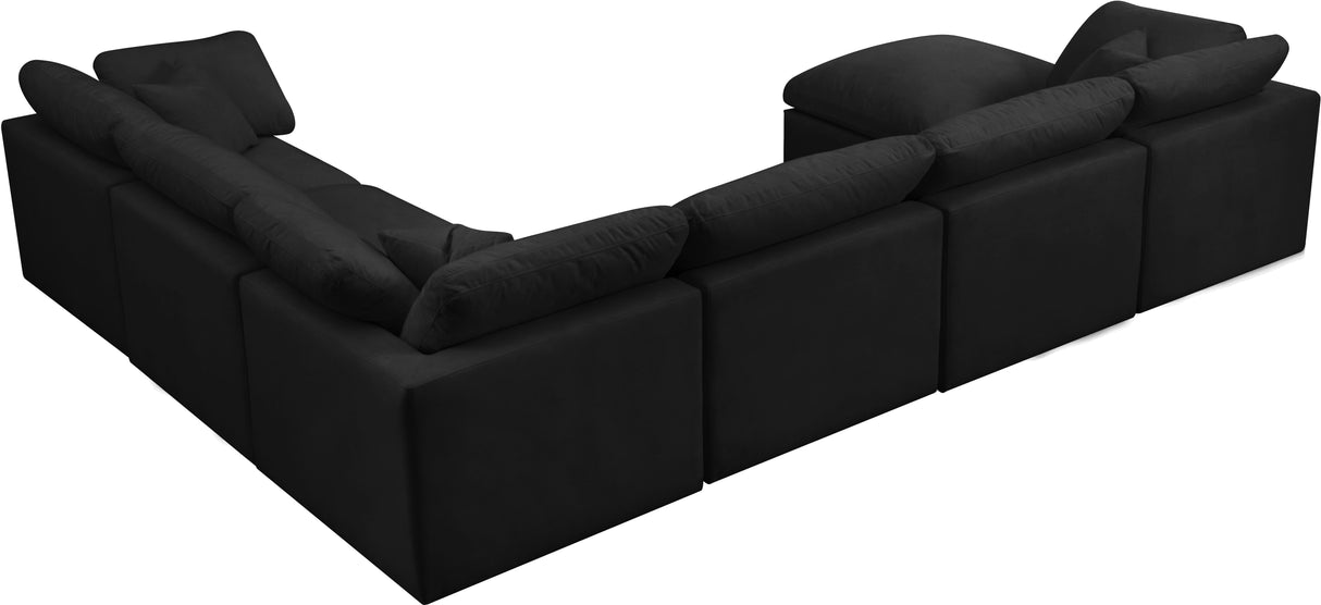 Plush Black Velvet Standard Cloud Modular Sectional - galleria furniture outlet