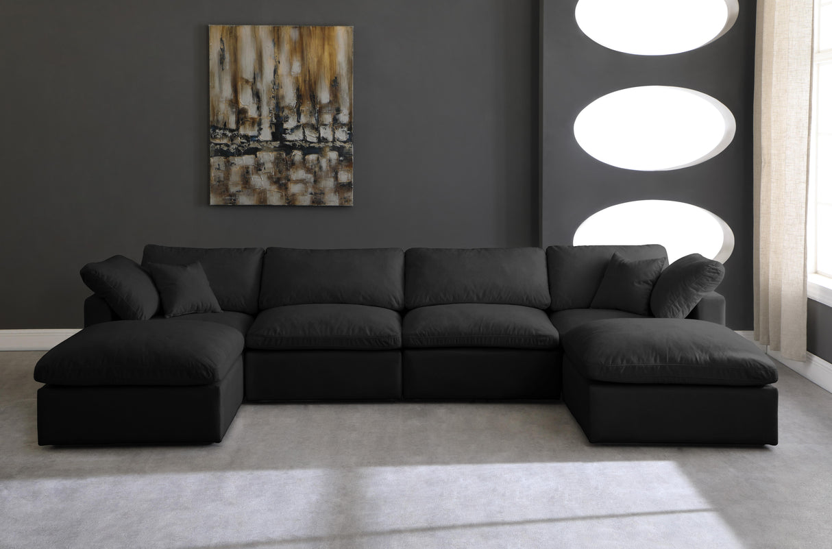Plush Black Velvet Standard Cloud Modular Sectional - galleria furniture outlet