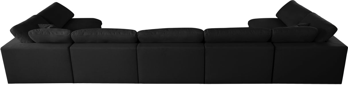 Plush Black Velvet Standard Cloud Modular Sectional - galleria furniture outlet