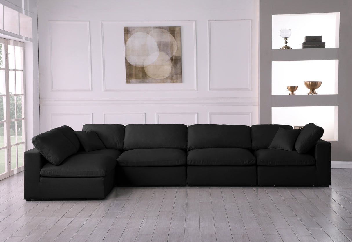 Plush Black Velvet Standard Cloud Modular Sectional - galleria furniture outlet