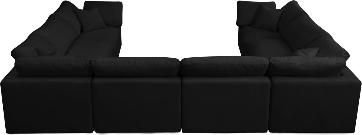 Plush Black Velvet Standard Cloud Modular Sectional - galleria furniture outlet