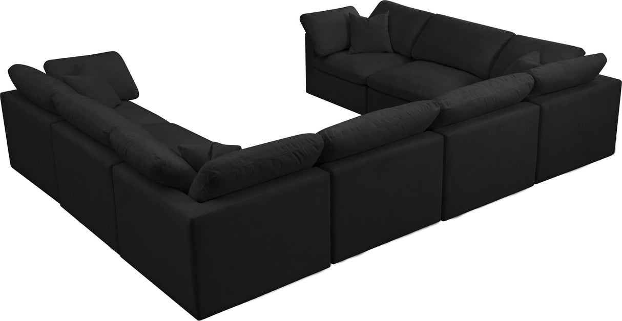 Plush Black Velvet Standard Cloud Modular Sectional - galleria furniture outlet