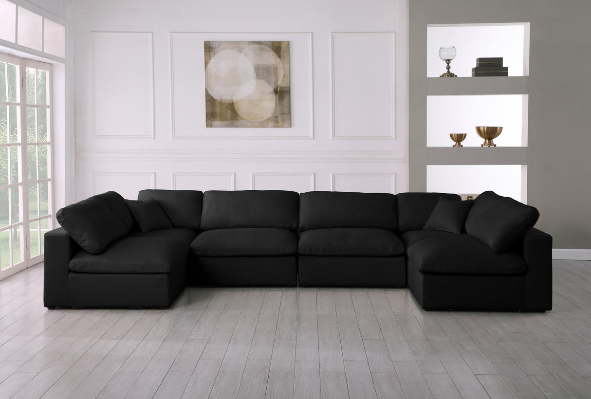 Plush Black Velvet Standard Cloud Modular Sectional - galleria furniture outlet