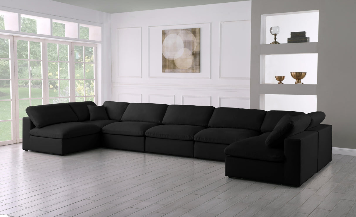 Plush Black Velvet Standard Cloud Modular Sectional - galleria furniture outlet