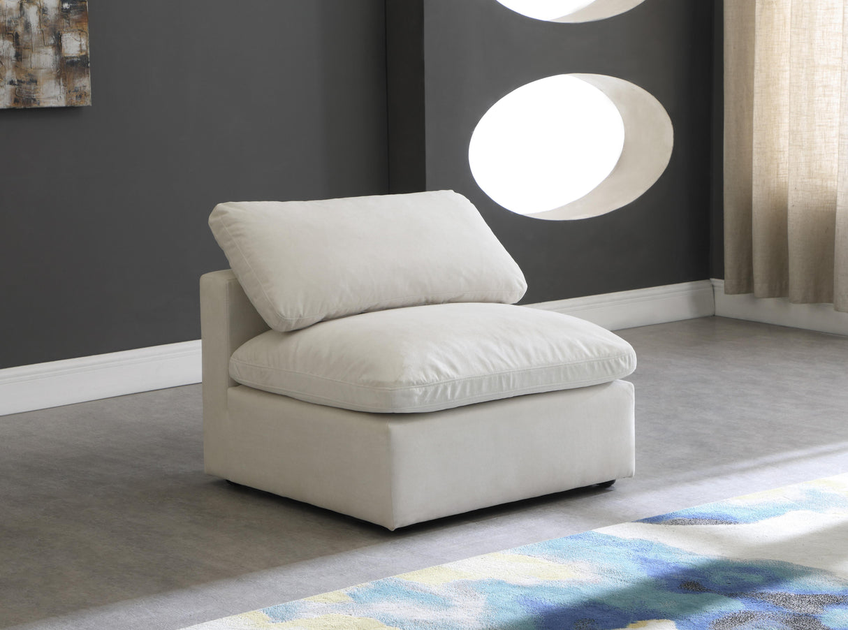 Plush Cream Velvet Standard Cloud Modular Armless Chair - galleria furniture outlet