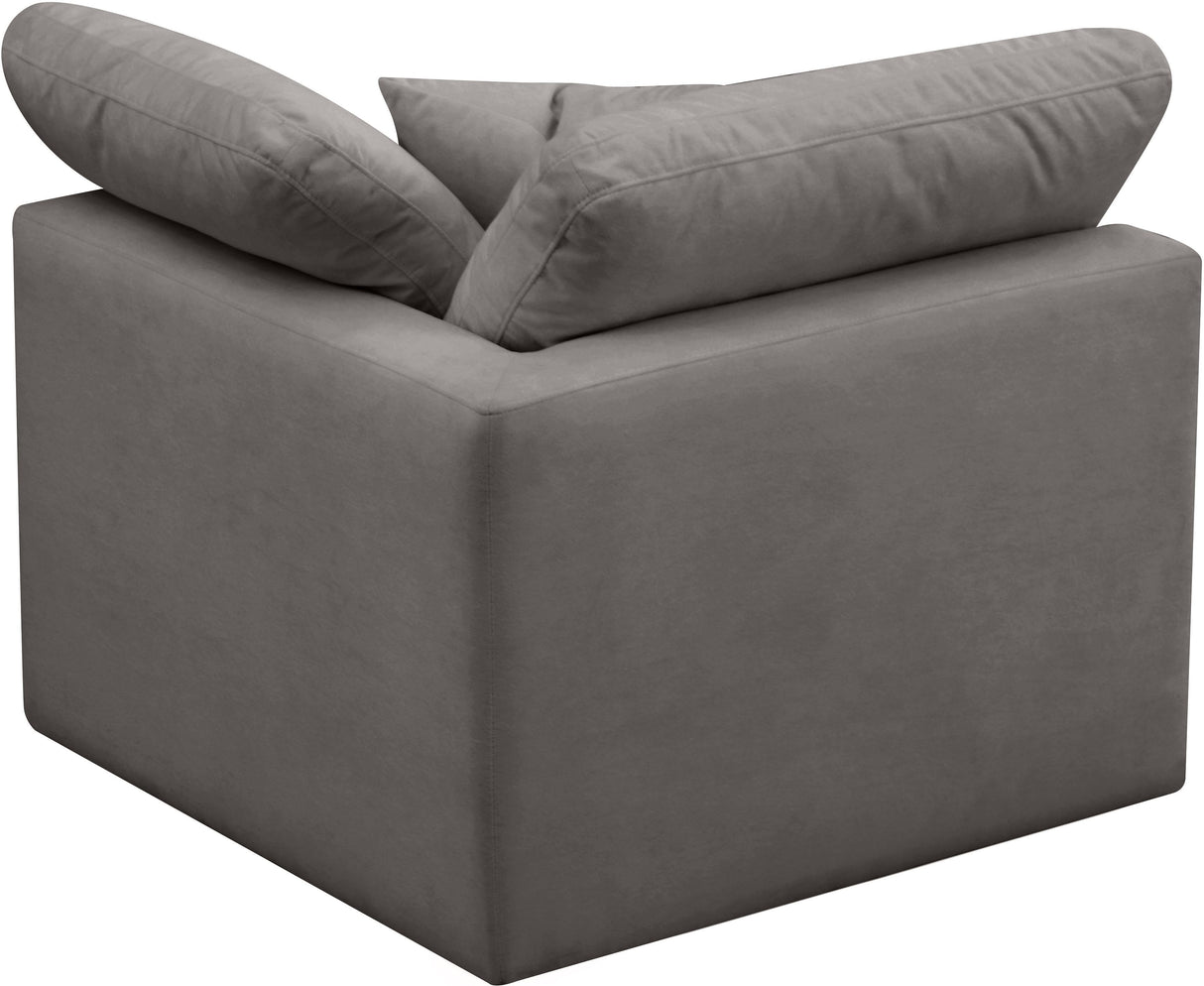 Plush Grey Velvet Standard Cloud Modular Corner Chair - galleria furniture outlet