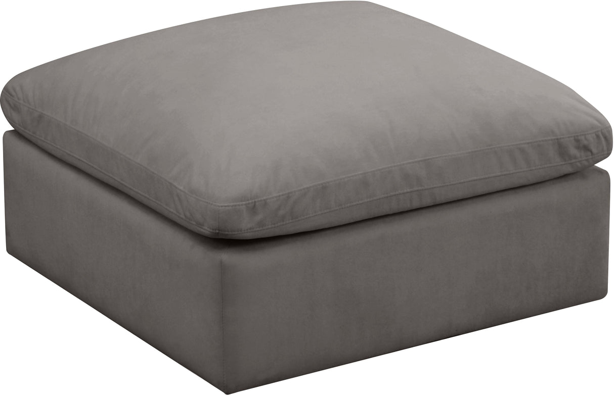 Plush Grey Velvet Standard Cloud Modular Ottoman - galleria furniture outlet