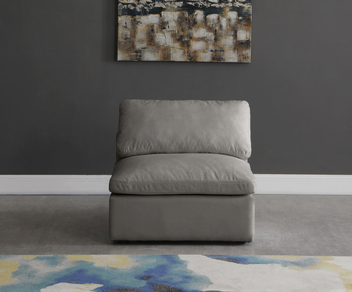 Plush Grey Velvet Standard Cloud Modular Armless Chair - galleria furniture outlet