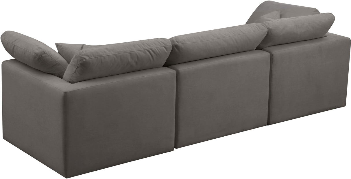 Plush Grey Velvet Standard Cloud Modular Sofa - galleria furniture outlet