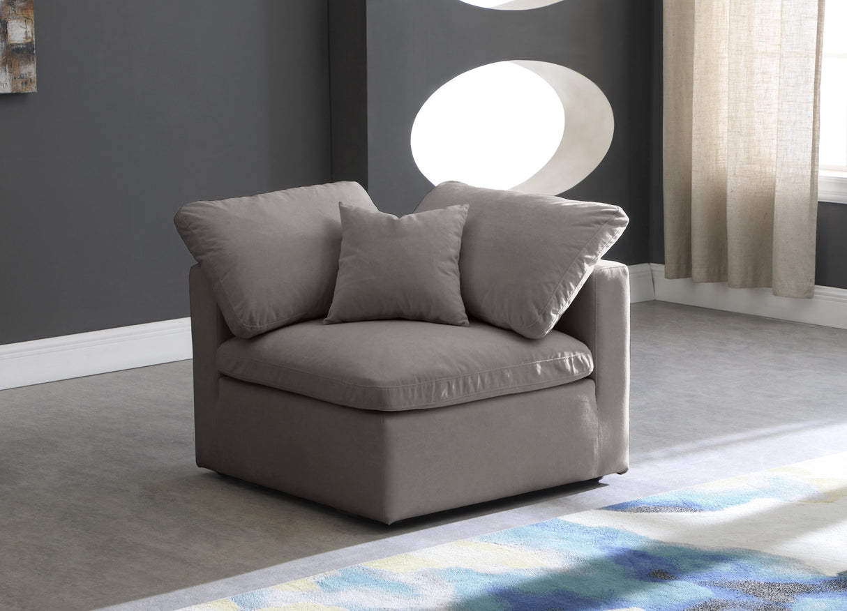 Plush Grey Velvet Standard Cloud Modular Corner Chair - galleria furniture outlet